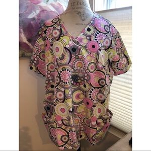 Scrubs Tops Geometric Pattern